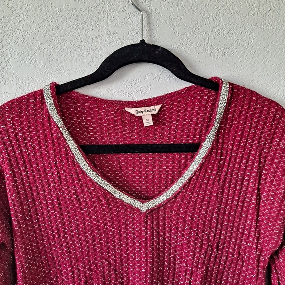 Juicy Couture Magenta V-Neck Long Sleeve top - Picture 2 of 7
